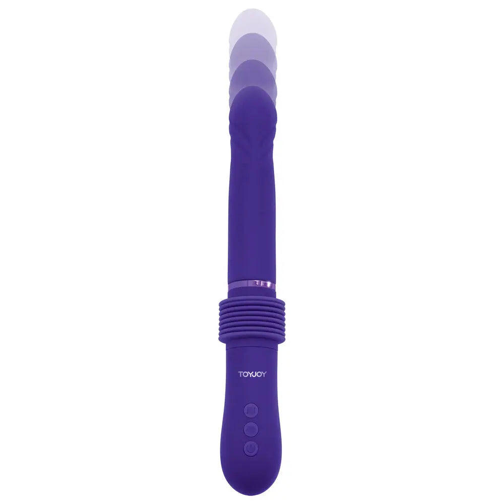 Toyjoy silicone purple rechargeable thrusting vibrator - peaches and screams