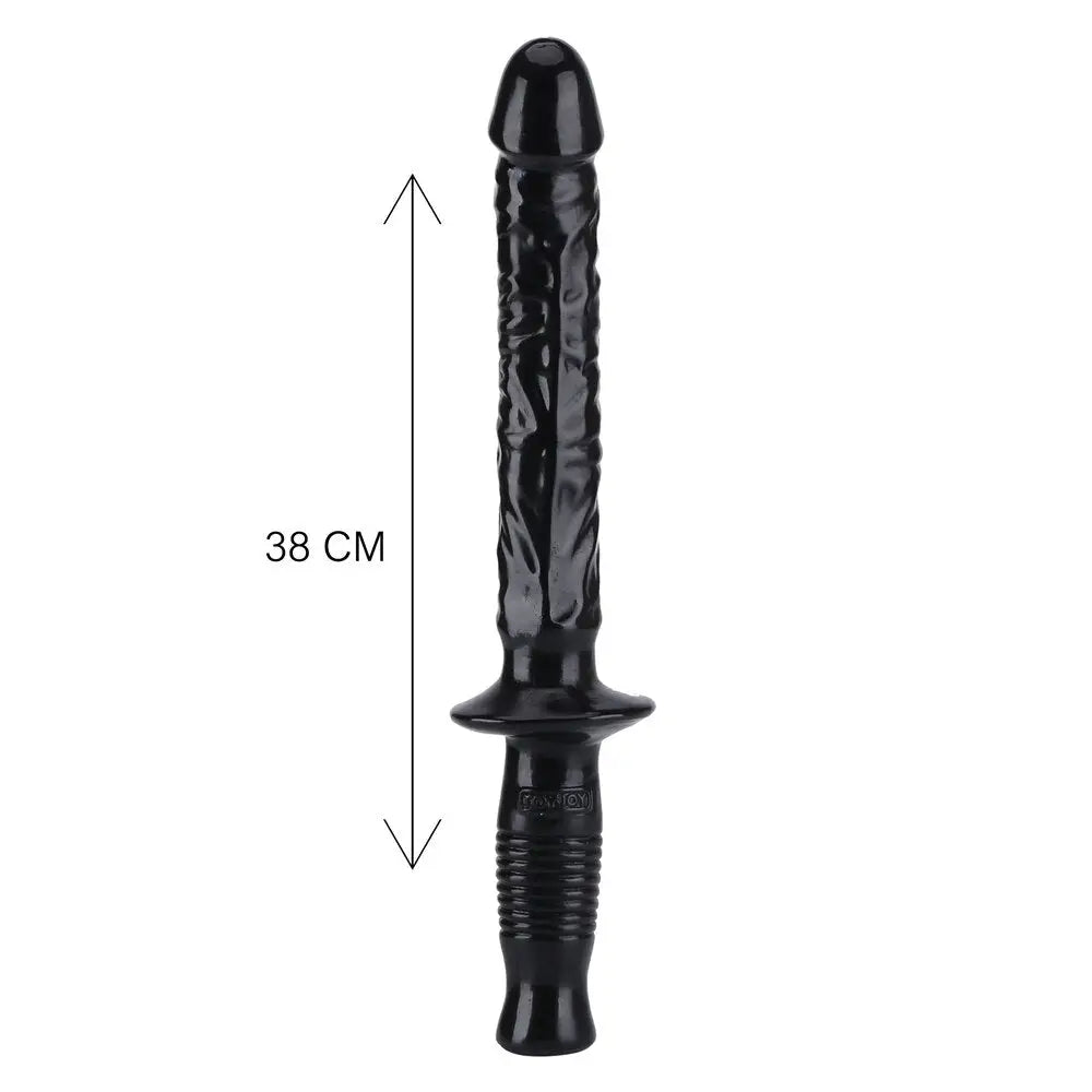 Toyjoy the manhandler 14.5 inch black dildo - peaches and screams