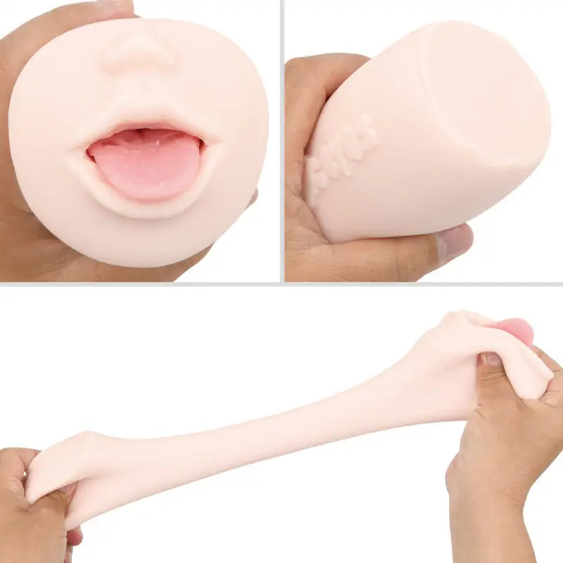 Utensil Race Stretchy Realistic Flesh Pink Mouth Masturbator - Peaches and Screams