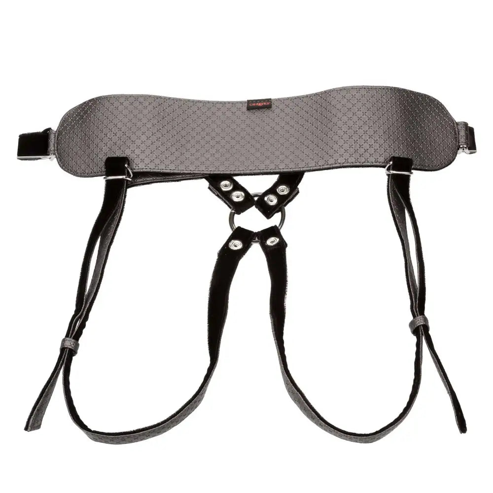 Vibrating black set crotchless strap on with probe plus - peaches and screams