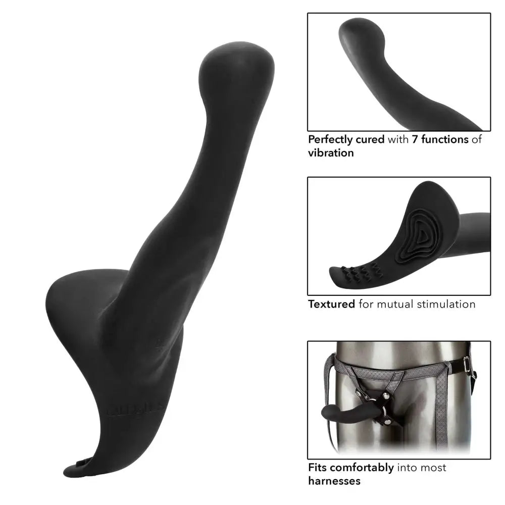Vibrating black set crotchless strap on with probe plus - peaches and screams