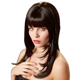 Wet look smooth long black wig for women costume accessorie - peaches and screams