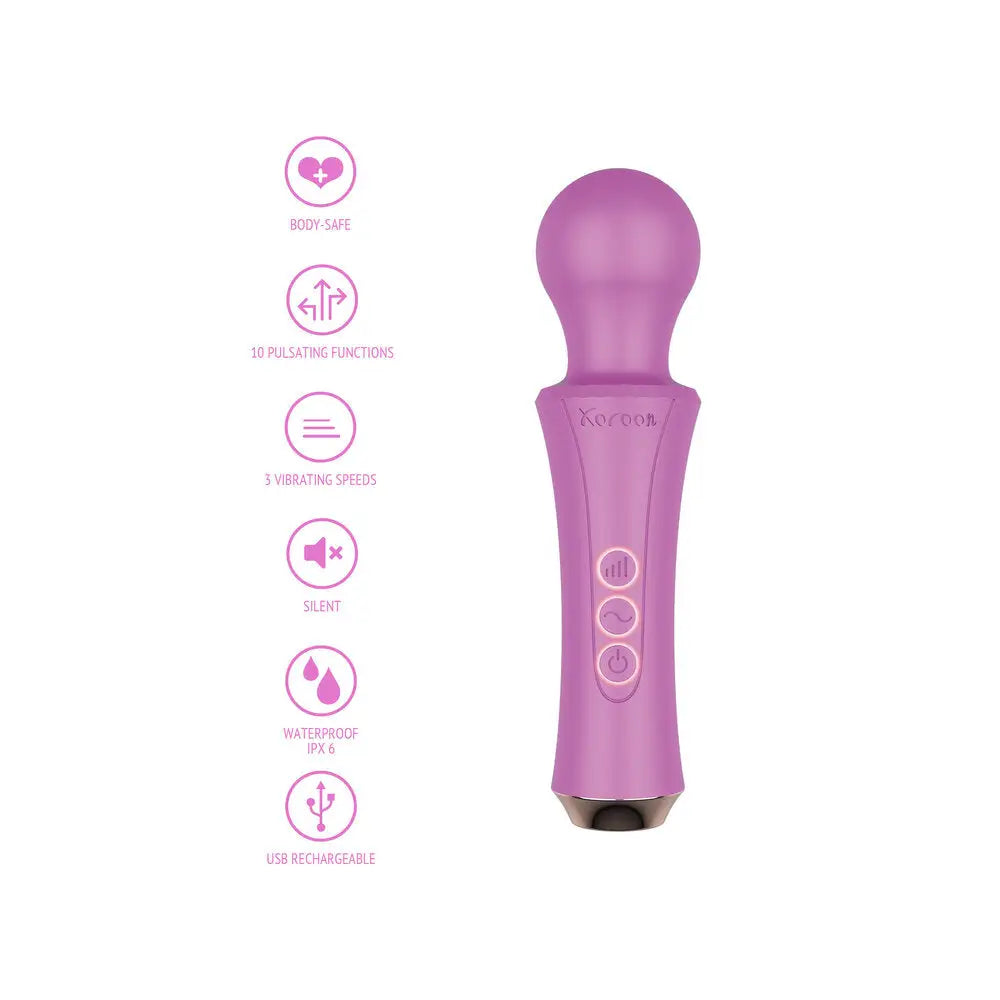 Xocoon silicone purple rechargeable multi speed massage wand - peaches and screams