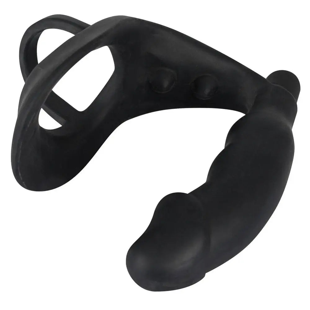 You2toys black cock ring and vibrating anal plug for men - peaches and screams