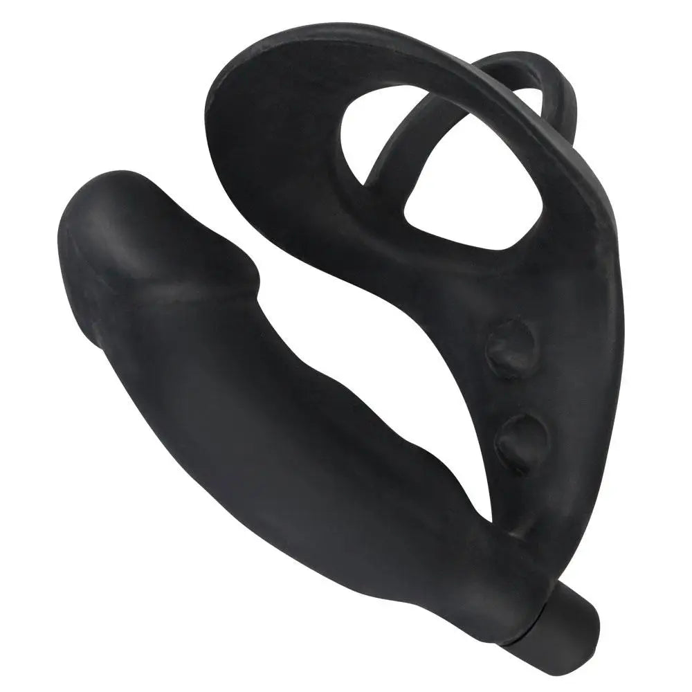 You2toys black cock ring and vibrating anal plug for men - peaches and screams