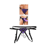 You2toys purple and black universal strap on harness 3 rings - peaches and screams