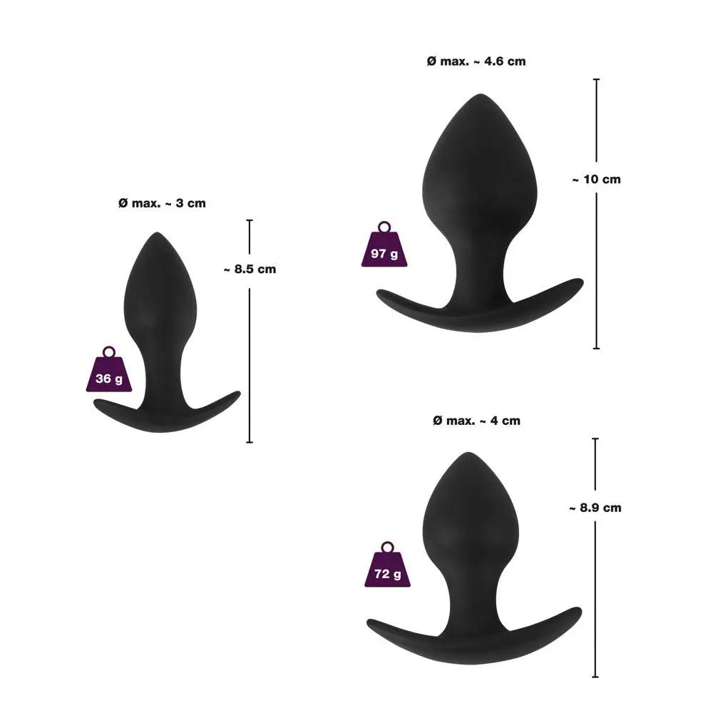 You2toys silicone black velvet 3 piece anal training set - peaches and screams