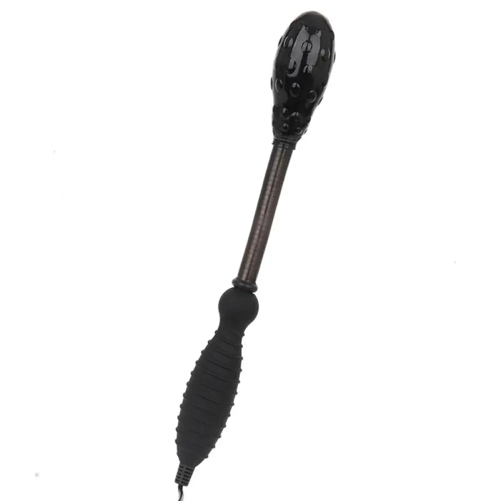 10.5-inch Rends Textured Vibrating Black Wand G-spot Stimulator - Peaches and Screams