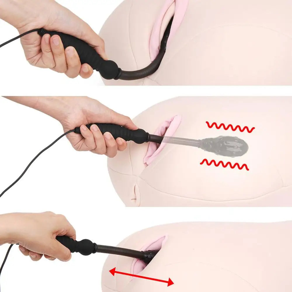 10.5-inch Rends Textured Vibrating Black Wand G-spot Stimulator - Peaches and Screams