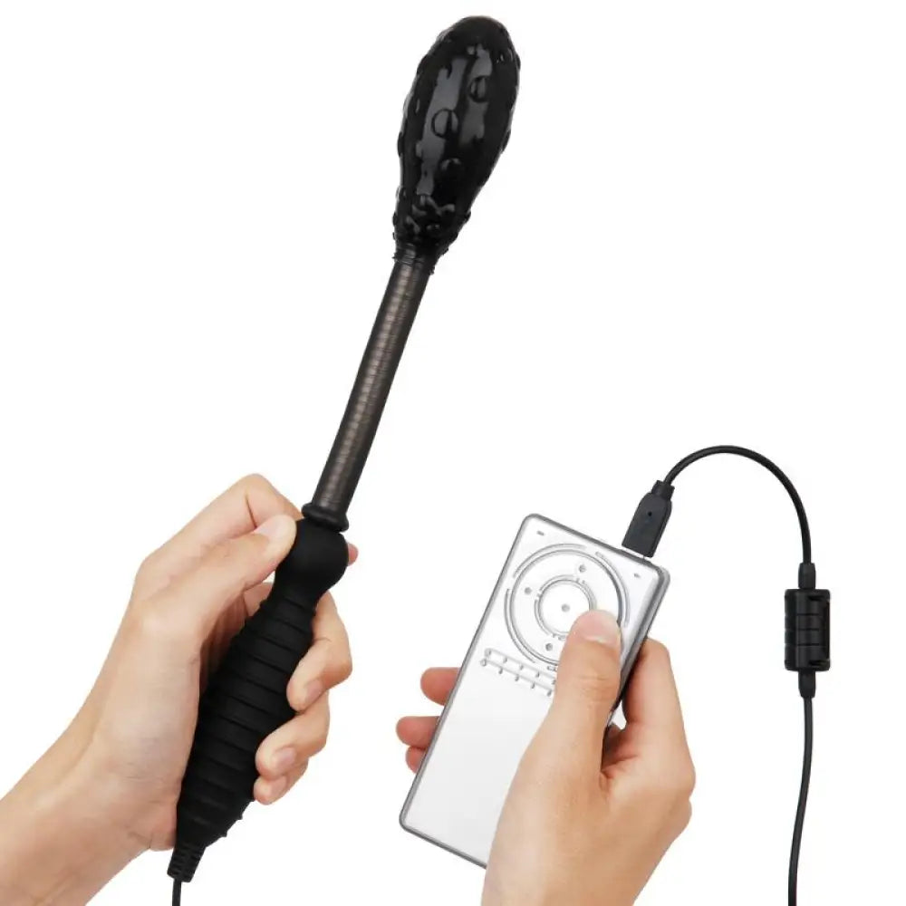 10.5-inch Rends Textured Vibrating Black Wand G-spot Stimulator - Peaches and Screams