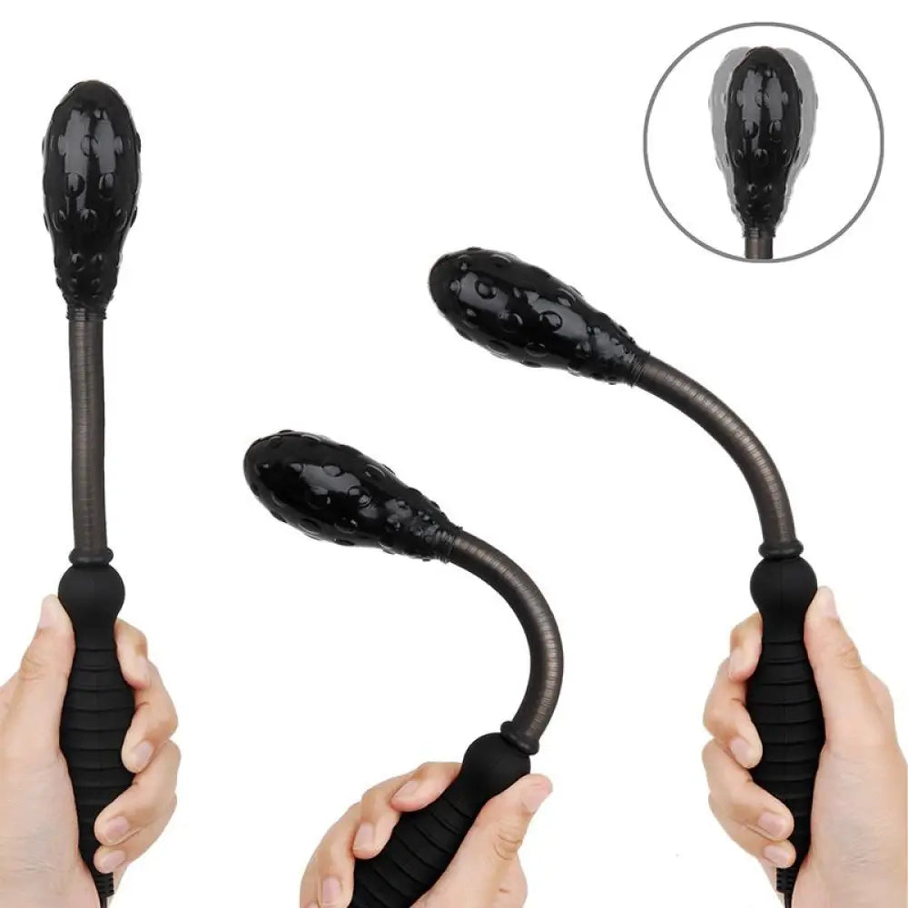10.5-inch Rends Textured Vibrating Black Wand G-spot Stimulator - Peaches and Screams
