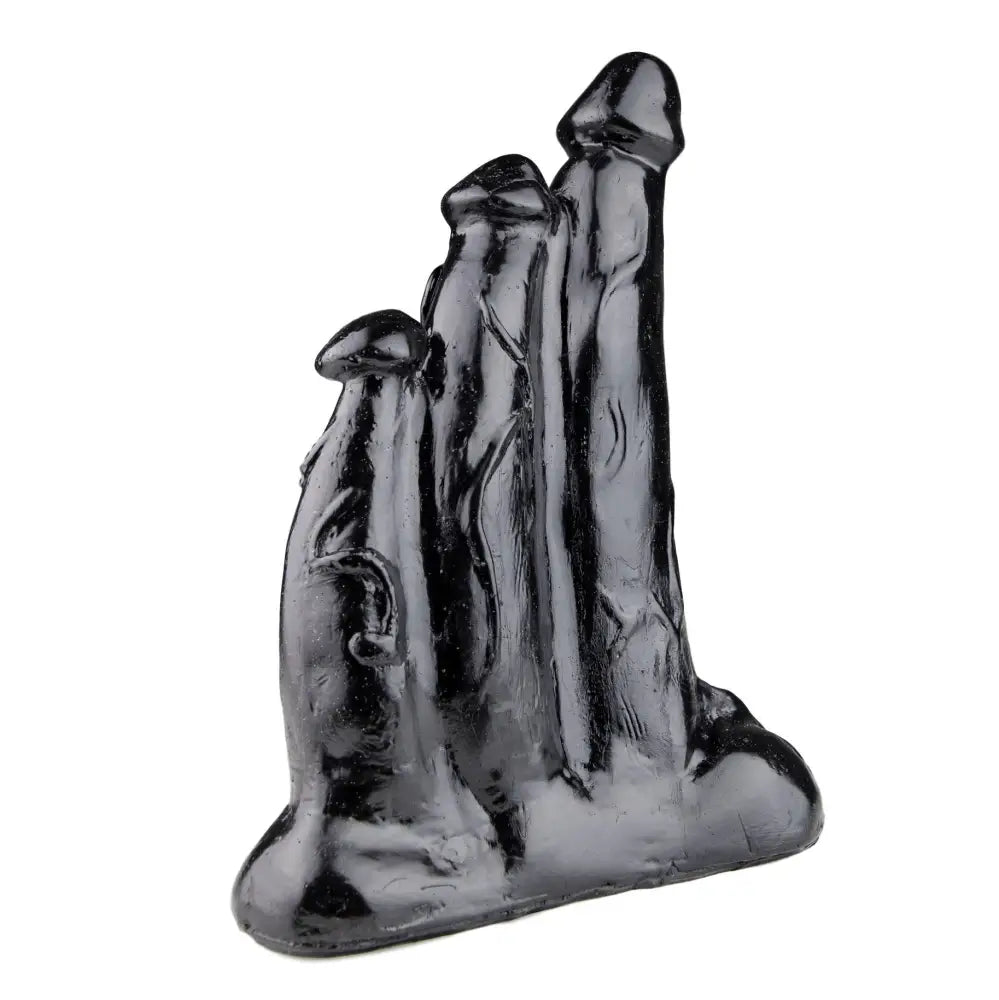 10 inch large triple penetration black dildo - peaches and screams