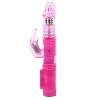 10-inch Rubber Pink Multi-speed Thrusting Rabbit Vibrator - Peaches and Screams