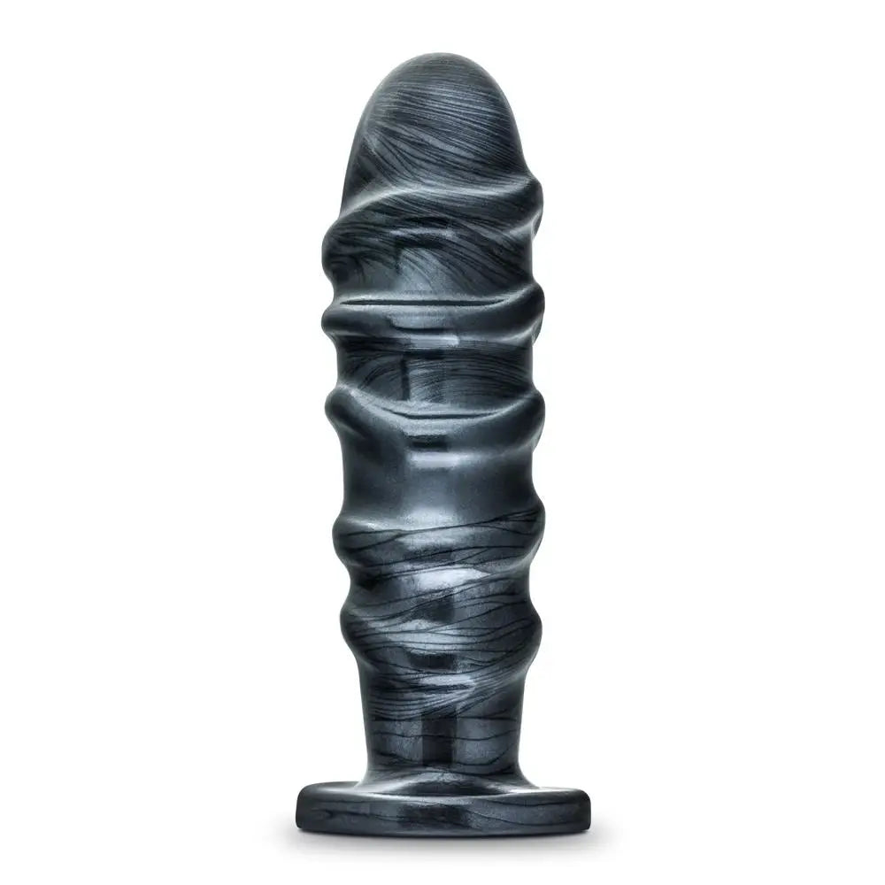 11-inch Blush Novelties Black Large Ridged Dildo With Suction Cup Base - Peaches and Screams