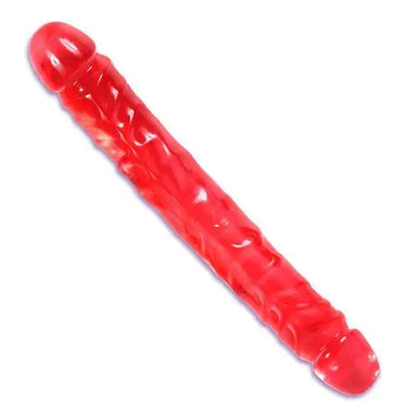 12-inch Large Red Double-ended Penis Dildo With Vein Details - Peaches and Screams