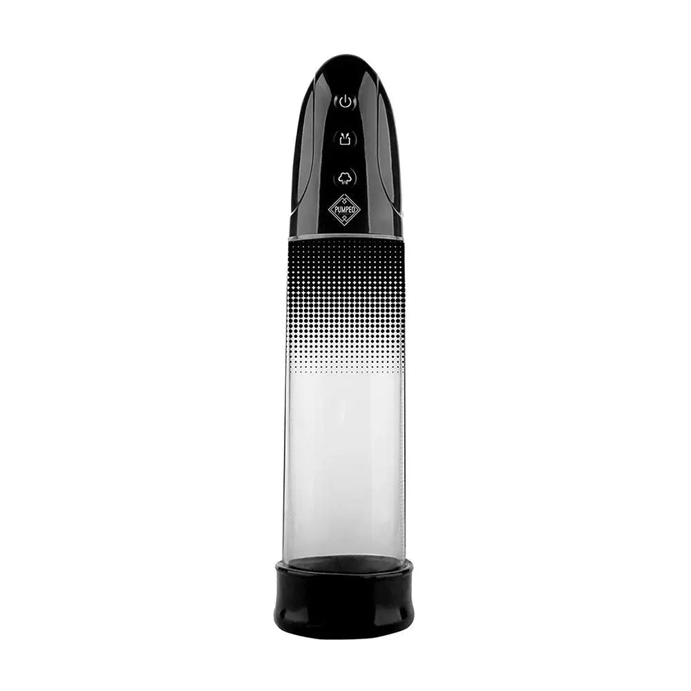 12 - inch Shots Silicone Black Automatic Rechargeable Penis Pump - Peaches and Screams