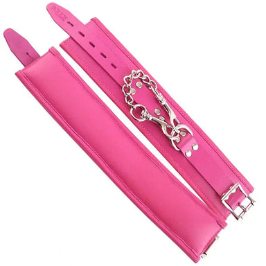13-inch Rouge Garments Padded Pink Ankle Cuff Restraints With Buckles - Peaches and Screams