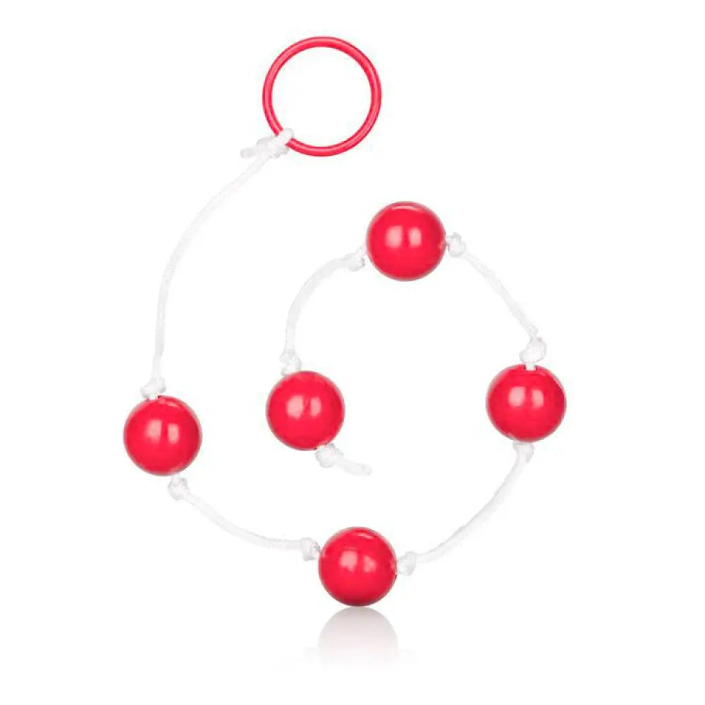 14 inch colt red pleasure anal beads with easy retrieve ring - peaches and screams