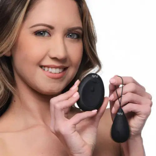 2.4-inch Silicone Black Remote-controlled Mini Vibrating Love Egg - Peaches and Screams