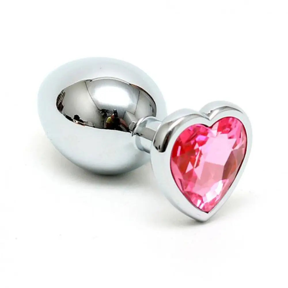 2.8-inch Rimba Steel Butt Plug with Heart-shaped Crystal for Beginners - Peaches and Screams