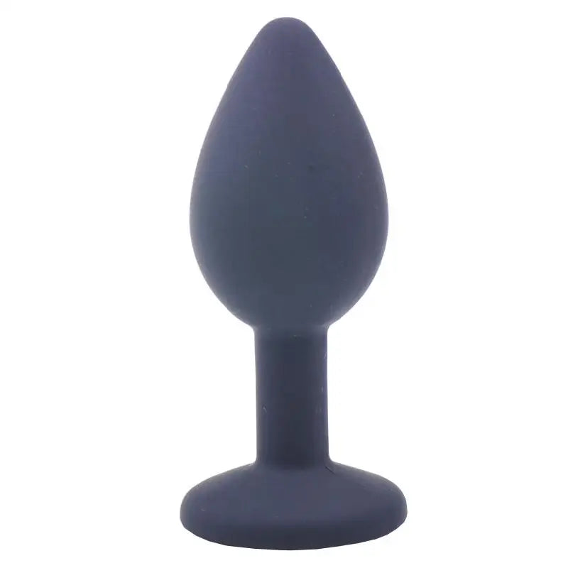 2.8-inch Silicone Black Small Jewelled Butt Plug with Diamond Base - Peaches and Screams