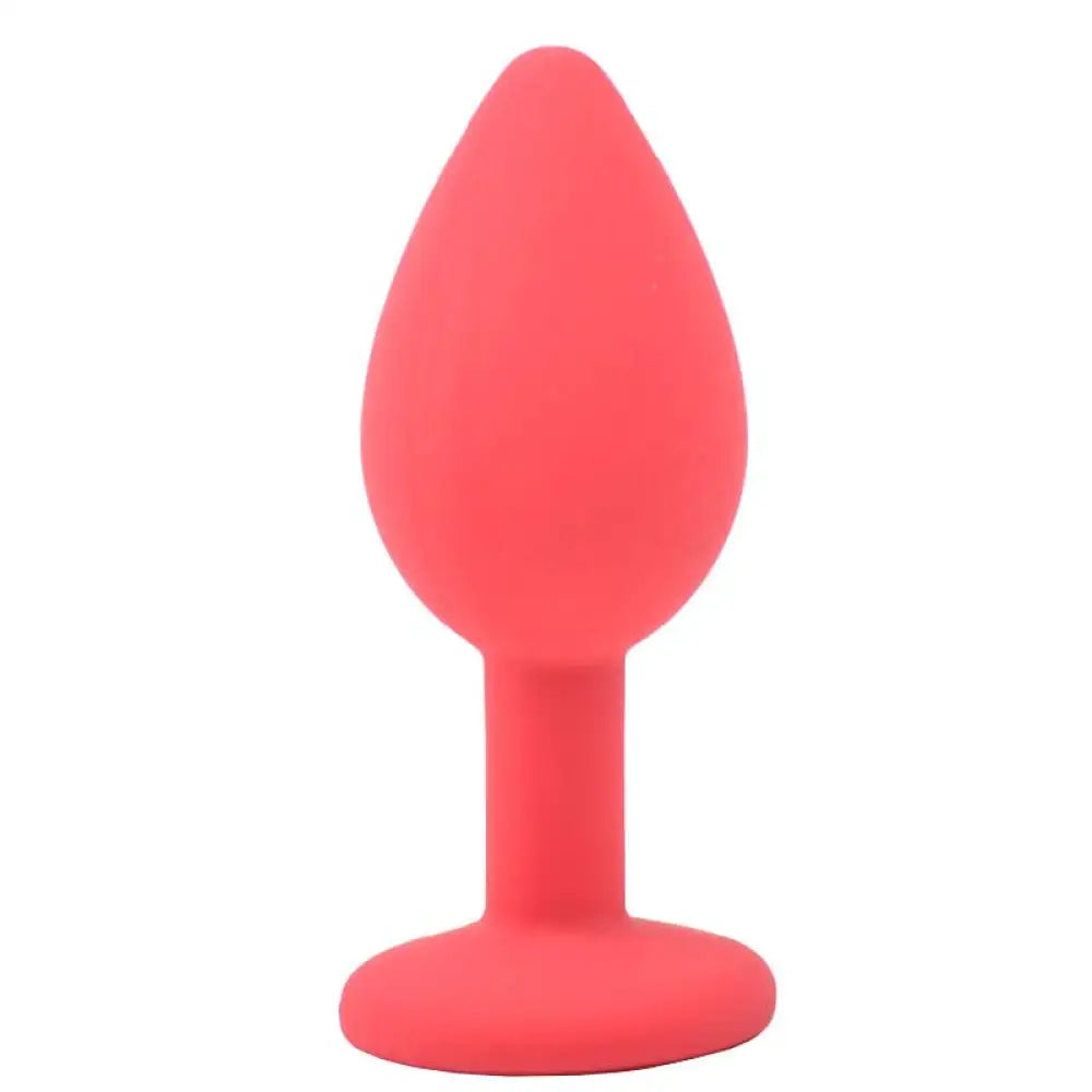 2.8-inch Silicone Red Small Jewelled Butt Plug with Diamond Base - Peaches and Screams