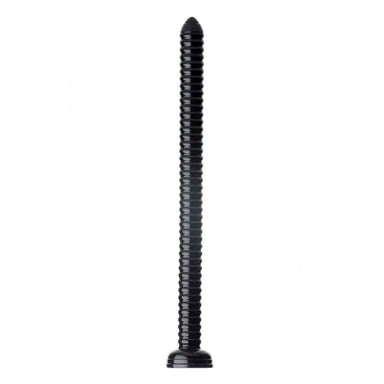 20-inch Black Anal Dildo With Swirled Texture Shaft And Suction Base - Peaches and Screams