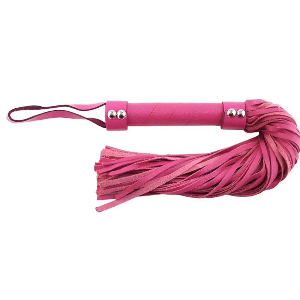 21 Inch Rouge Garments Pink Leather Flogger with Handle Loop - Peaches and Screams