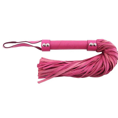 21 Inch Rouge Garments Pink Leather Flogger With Handle Loop - Peaches and Screams