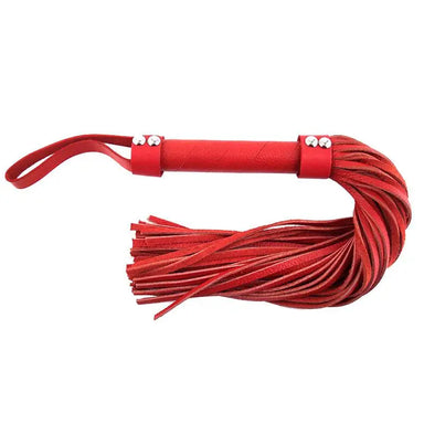 21 Inch Rouge Garments Red Leather Flogger With Handle Loop - Peaches and Screams