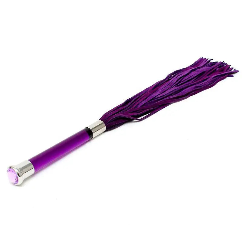 22-inch Purple Suede Flogger With Glass Handle And Crystal - Peaches and Screams