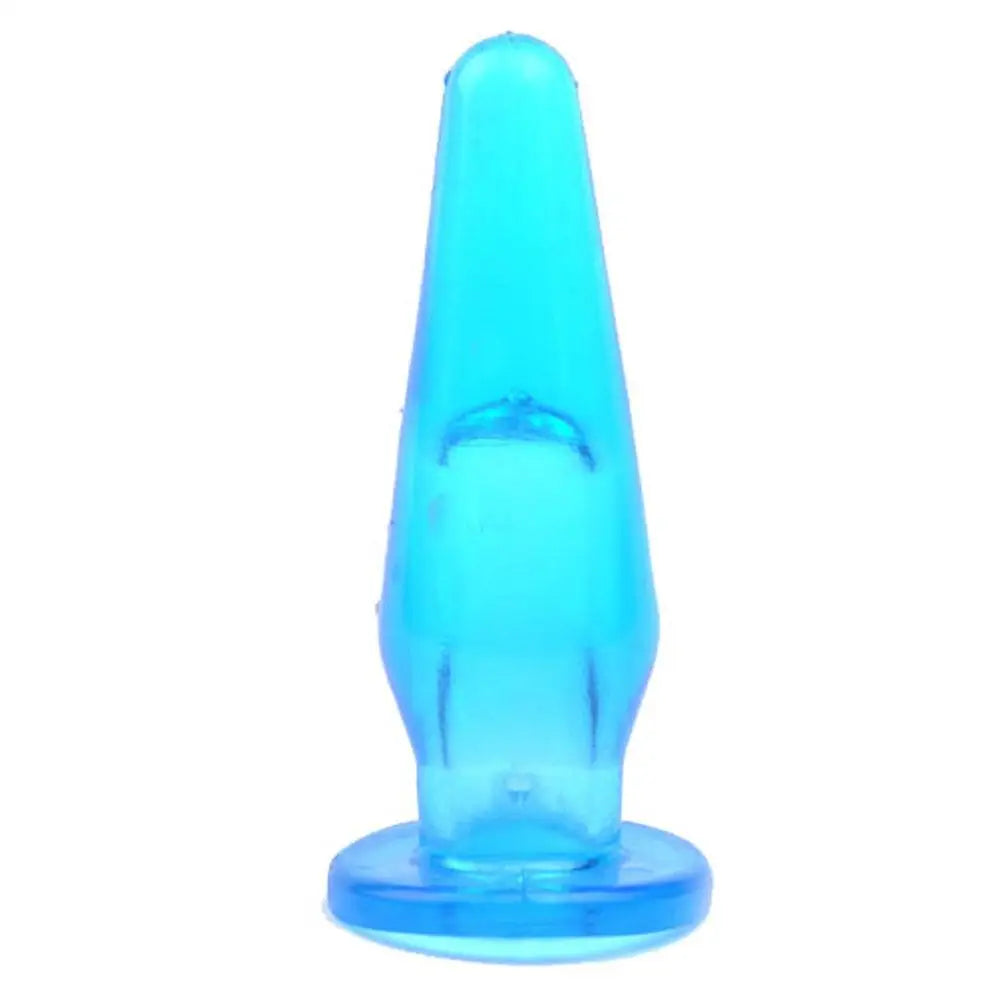 3.25-inch Jelly Blue Medium Butt Plug with Finger Hole - Peaches and Screams