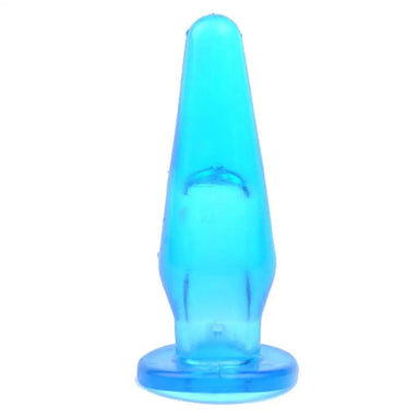 3.25-inch Jelly Blue Medium Butt Plug With Finger Hole - Peaches and Screams