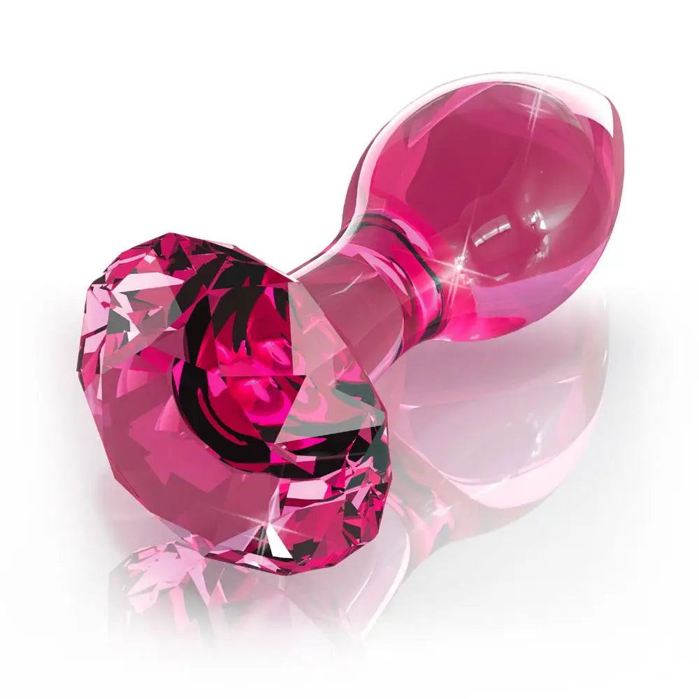 3.5-inch Pipedream Pink Crystal Glass Butt Plug For Temperature Play - Peaches and Screams