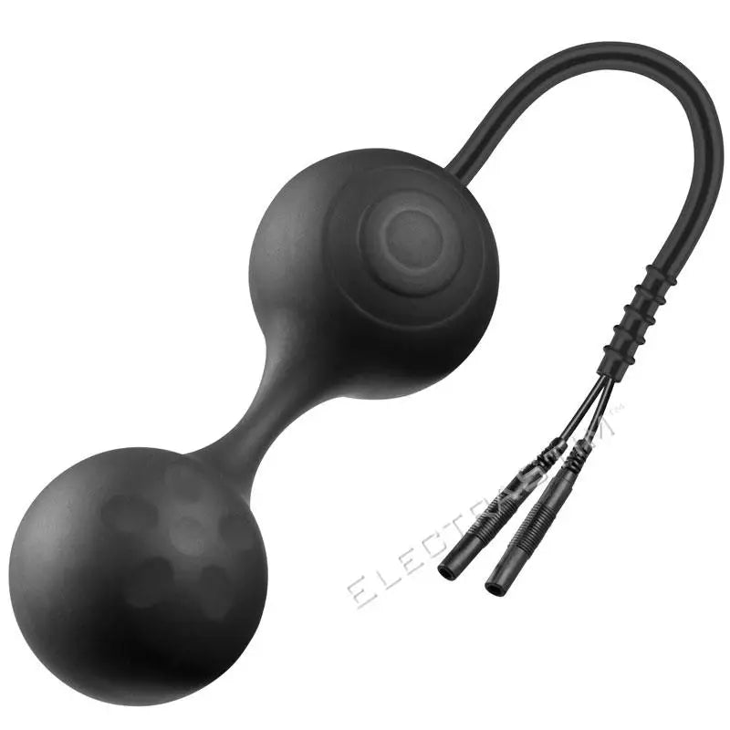 3.75 Inch Electrastim Silicone Black Electro Jiggle Kegel Balls - Peaches and Screams