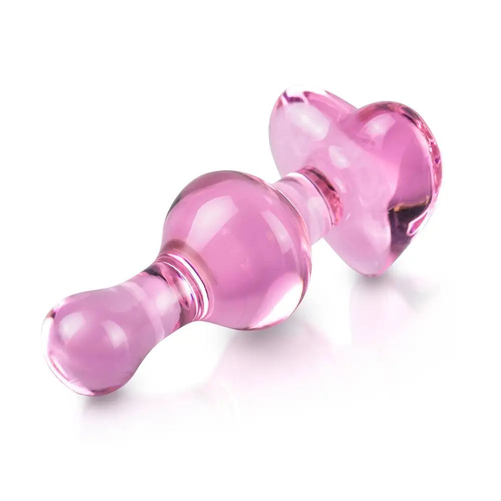 3.8-inch Pipedream Pink Glass Butt Plug For Temperature Play - Peaches and Screams