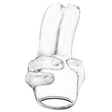 3-inch clear flexible double finger wand vibrator attachment - peaches and screams