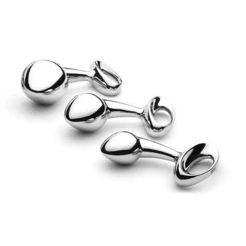 3 - inch Njoy Pure Small Stainless Steel Butt Plug With Loop - Peaches and Screams