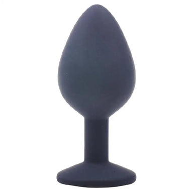 3-inch Silicone Black Medium Jewelled Butt Plug with Diamond Base - Peaches and Screams
