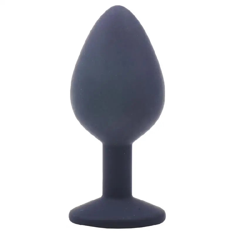 3-inch Silicone Black Medium Jewelled Butt Plug with Diamond Base - Peaches and Screams