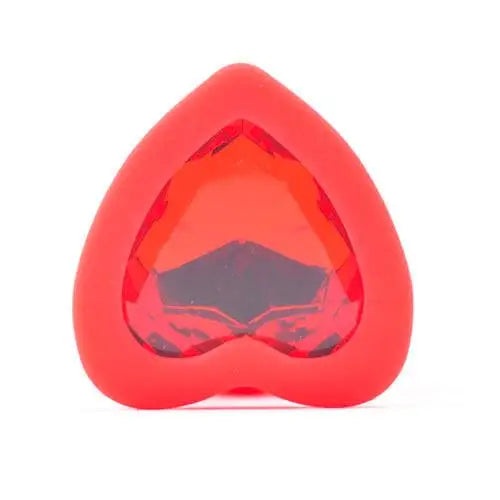 3-inch Silicone Red Small Heart Shaped Diamond Base Butt Plug - Peaches and Screams