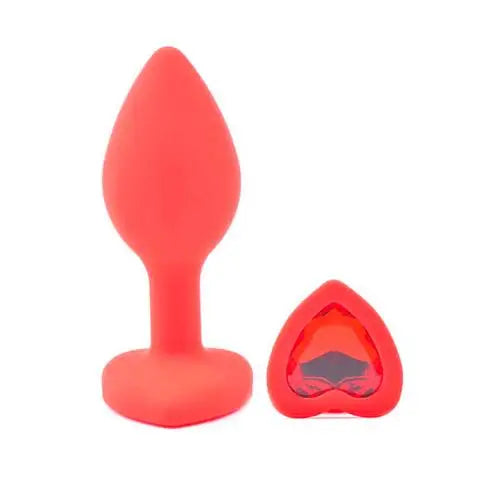 3-inch Silicone Red Small Heart Shaped Diamond Base Butt Plug - Peaches and Screams