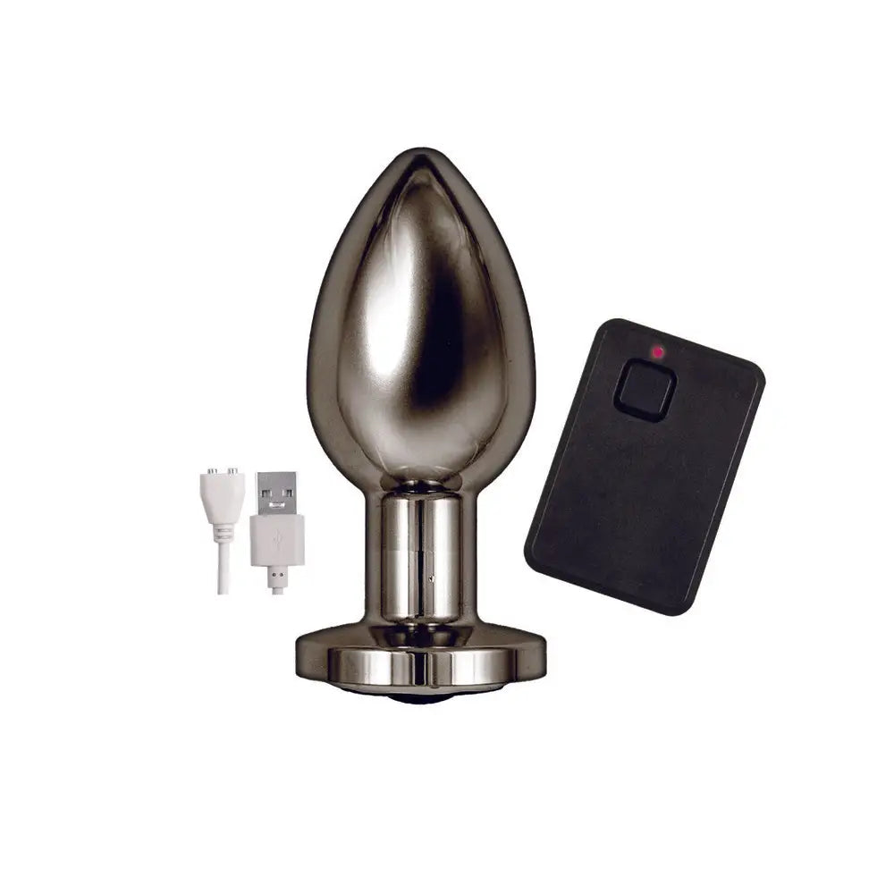 3 - inch Stainless Steel Black Rechargeable Vibrating Butt Plug With Remote - Peaches and Screams
