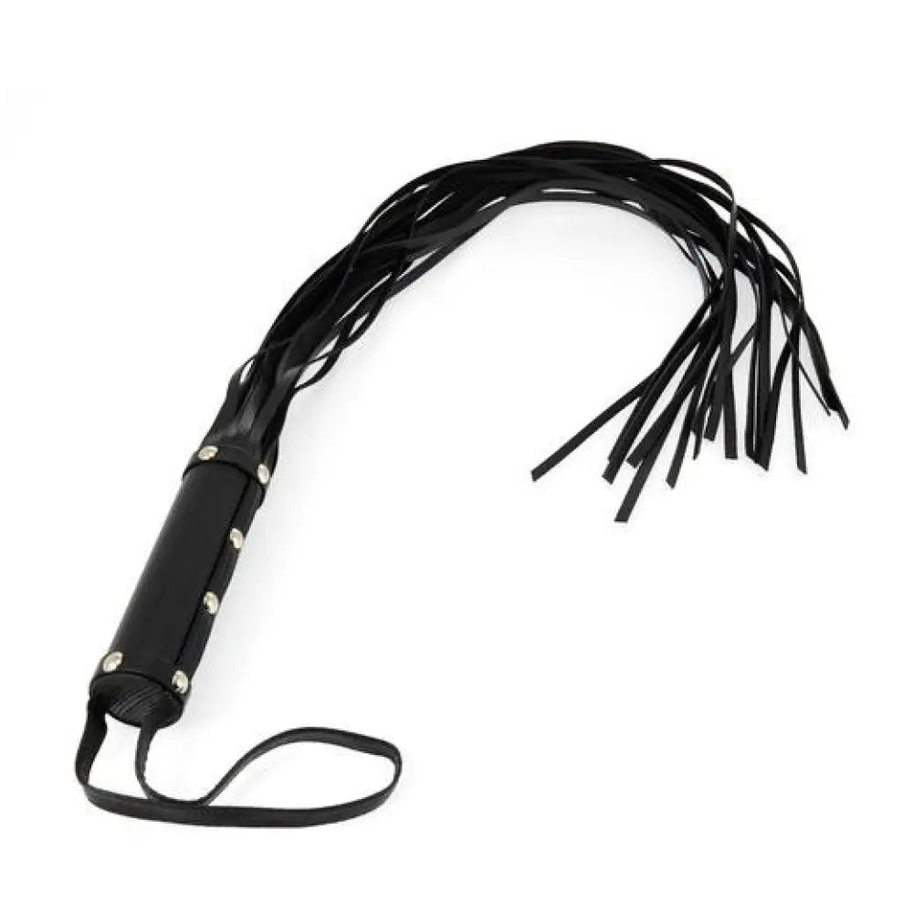 30 Inch Rimba Black Leather Whip with 19 Strings - Peaches and Screams