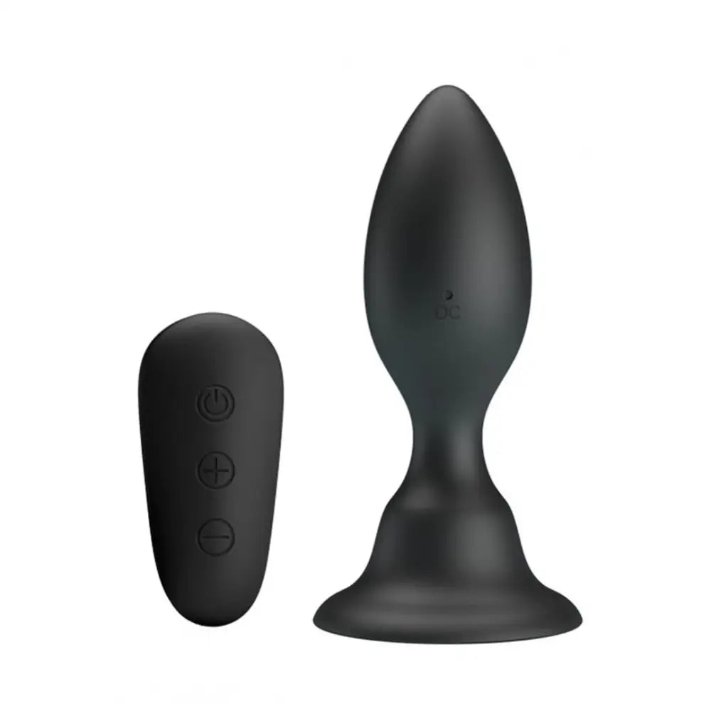 4.25-inch Silicone Black Waterproof Rechargeable Butt Plug With Remote - Peaches and Screams
