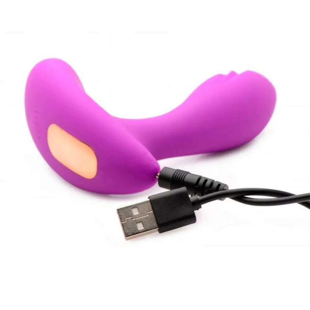4.25-inch Silicone Purple Rechargeable G-spot Stimulator with Moving Beads - Peaches and Screams