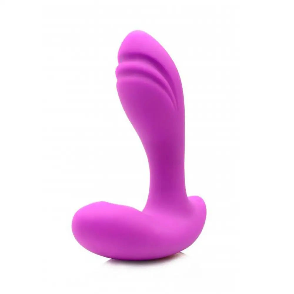4.25-inch Silicone Purple Rechargeable G-spot Stimulator with Moving Beads - Peaches and Screams