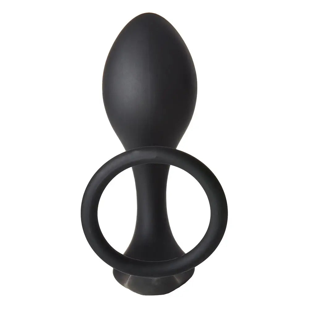 4.5 - inch Dream Toys Silicone Black Butt Plug With Cockring - Peaches and Screams