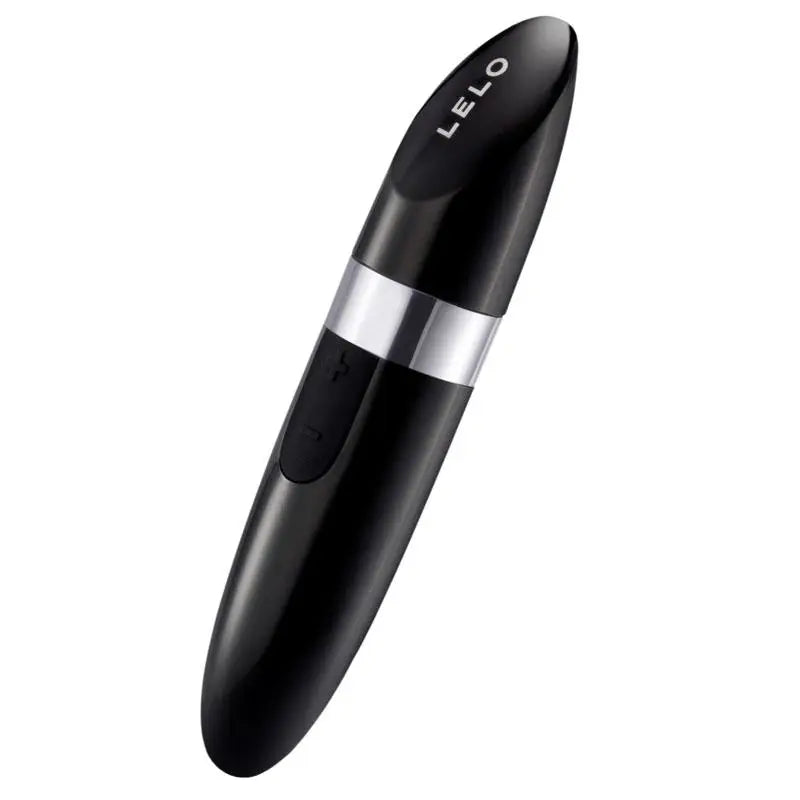 4.5-inch Lelo Black Rechargeable Discreet Waterproof Lipstick Vibrator - Peaches and Screams