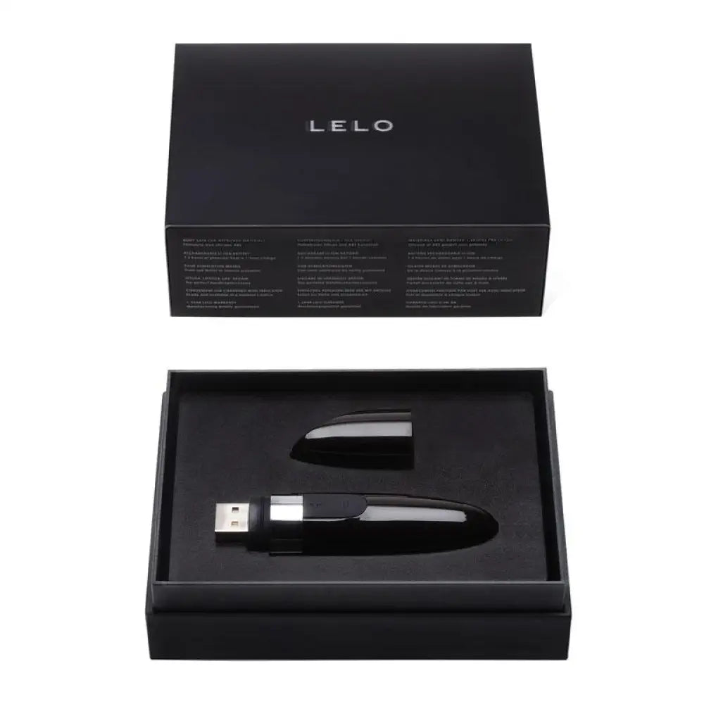 4.5-inch Lelo Black Rechargeable Discreet Waterproof Lipstick Vibrator - Peaches and Screams